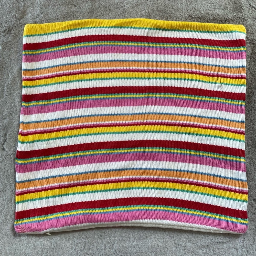 Ralph Lauren Beachside Preppy Knit Striped Cotton Pillow Cover Square 18” Throw